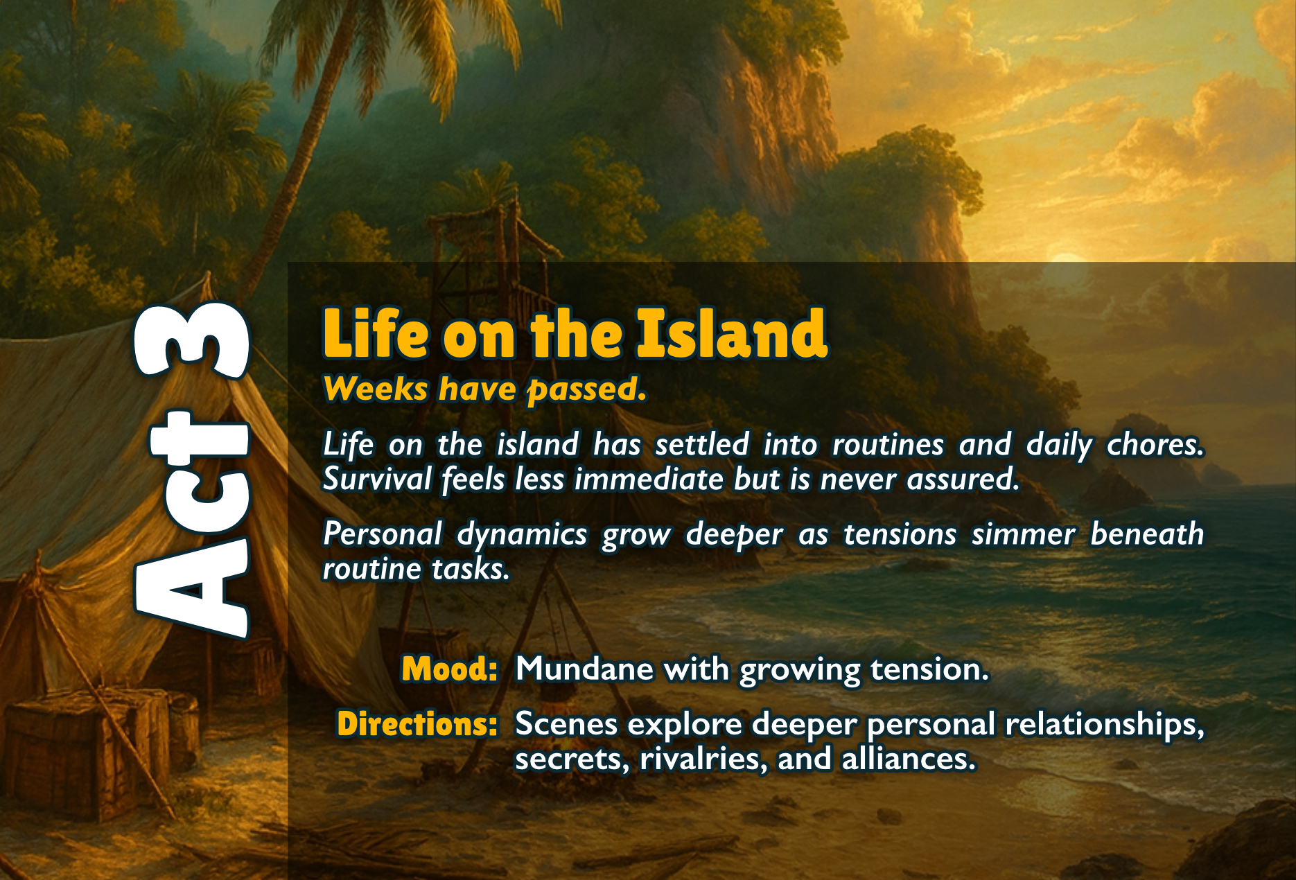 Shipwrecked Act 3: Life on the Island